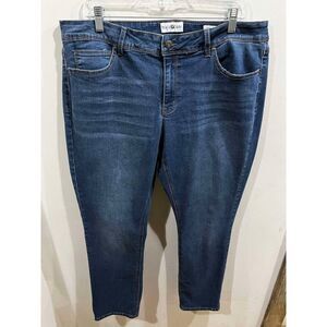 Black Daisy Jeans Womens Junior Plus Size 16 Kate Straight Midrise Whiskered